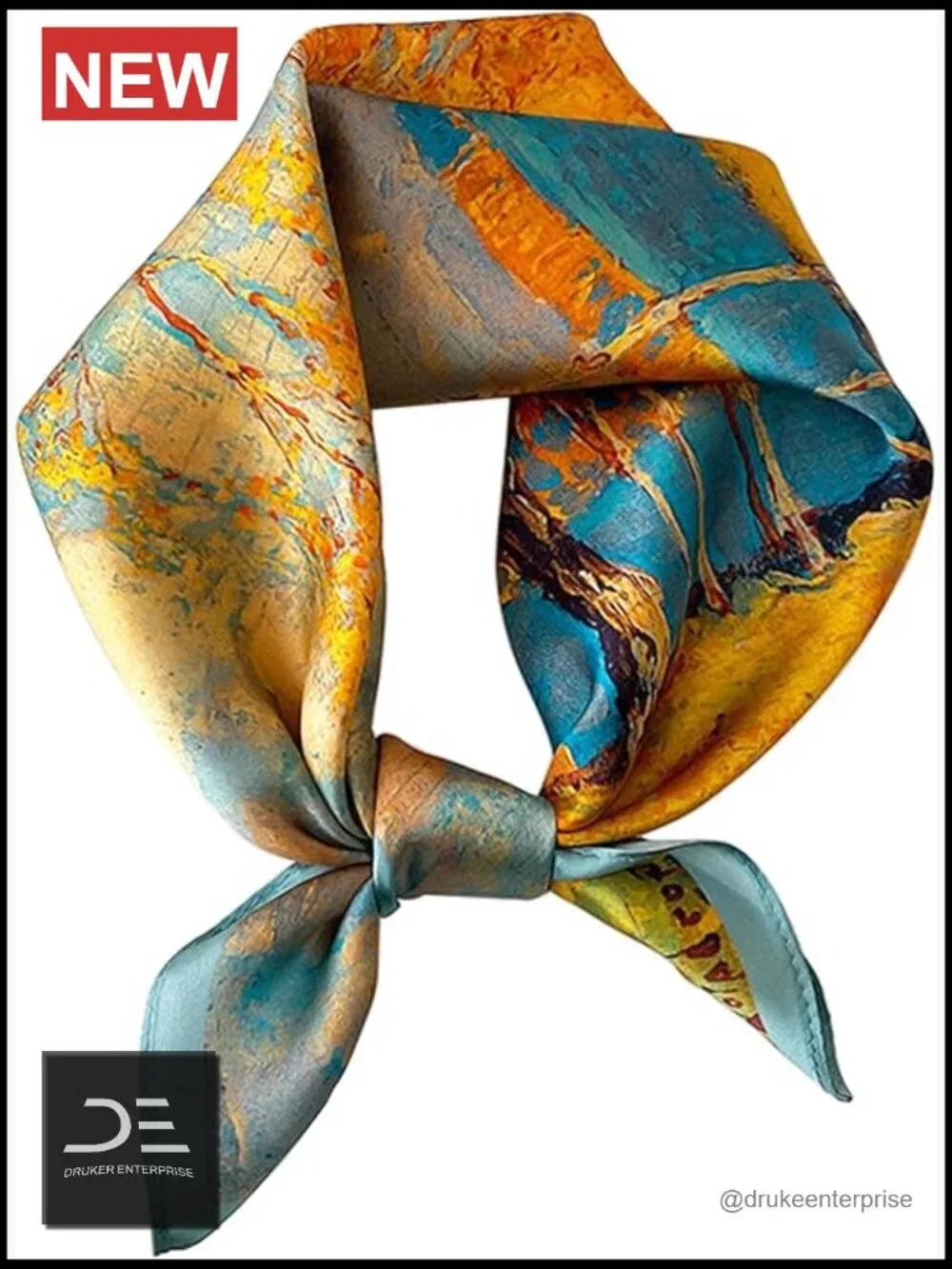 100% Mulberry Silk Lightweight Square Neckerchief Wrap Head Scarf 21